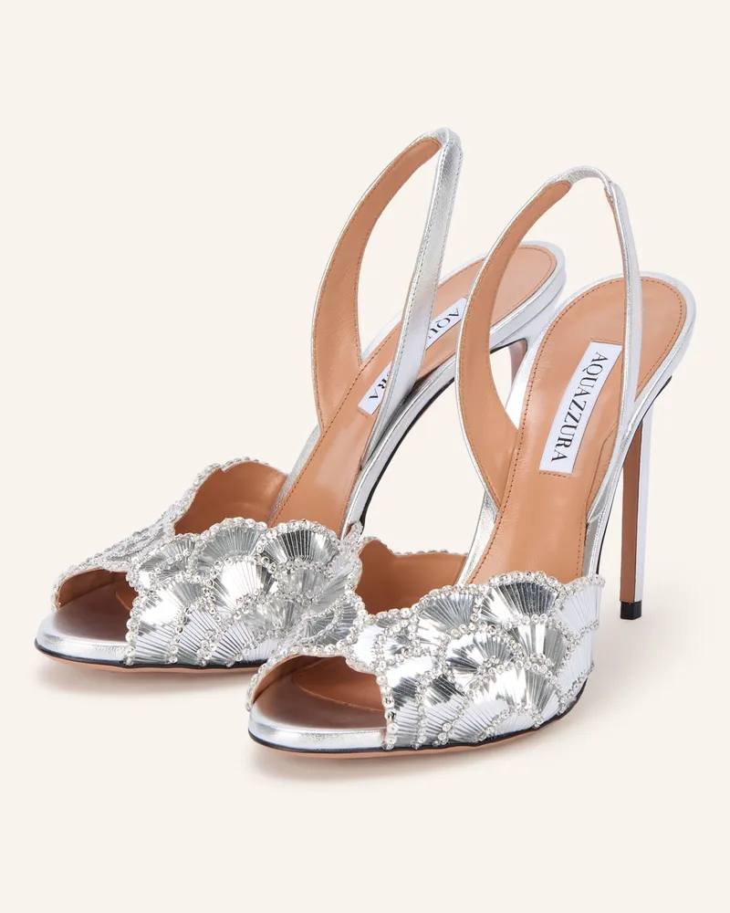 Aquazzura Peeptoes Ce Soir Mit Pailletten silber Silber