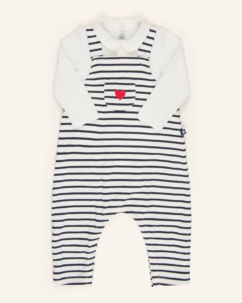 Petit Bateau Set: Latzhose Und Body weiss Weiss