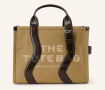 Shopper The Medum Canvas Tote Wavy Stripes Leather braun
