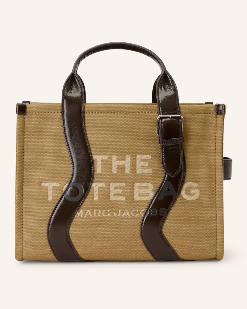 Marc Jacobs Shopper The Medum Canvas Tote Wavy Stripes Leather braun Camel