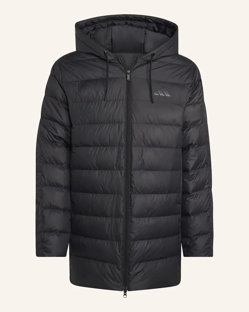 adidas ESSENTIALS CLIMAWARM 3-STREIFEN LIGHT DAUNENPARKA MIT KAPUZE Schwarz