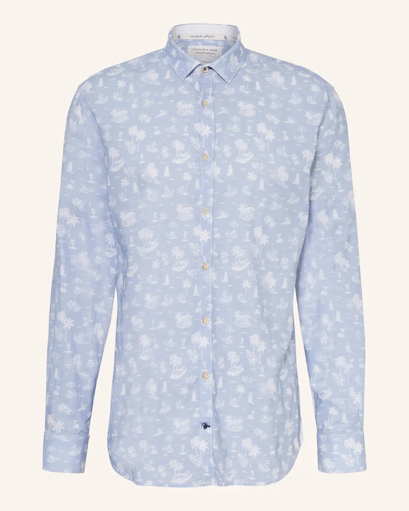 colours & sons Hemd Slim Fit Hellblau