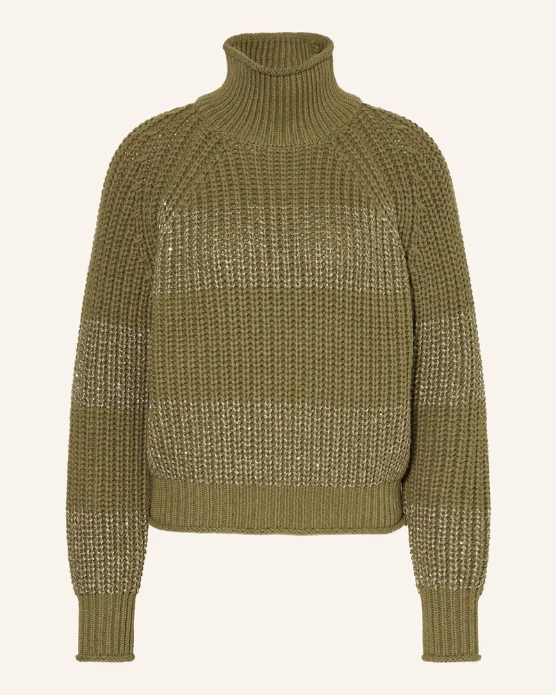 MARC AUREL Pullover mit Pailletten Khaki