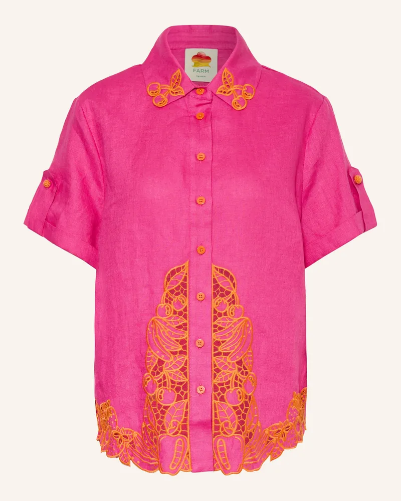 FARM Rio Hemdbluse Aus Leinen Mit Lochspitze pink Pink