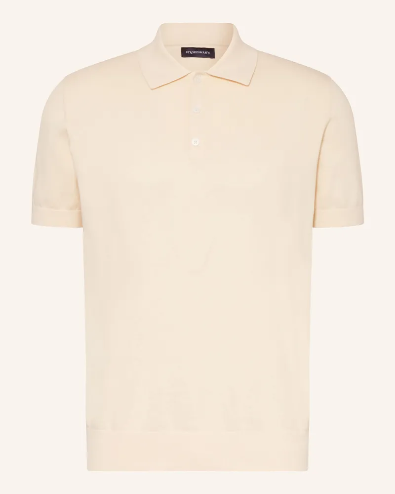 Strokesman's Strokesman Strick-Poloshirt weiss Hellorange