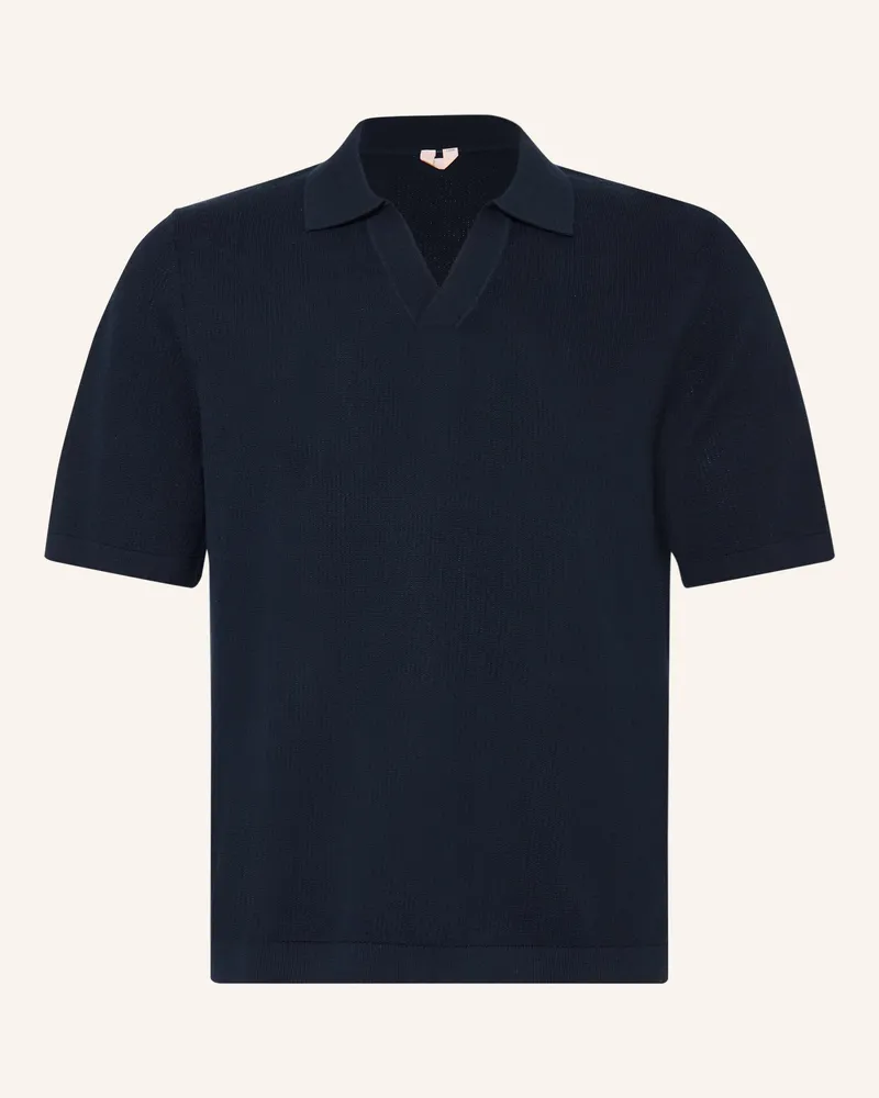 Arket Strick-Poloshirt blau Dunkelblau