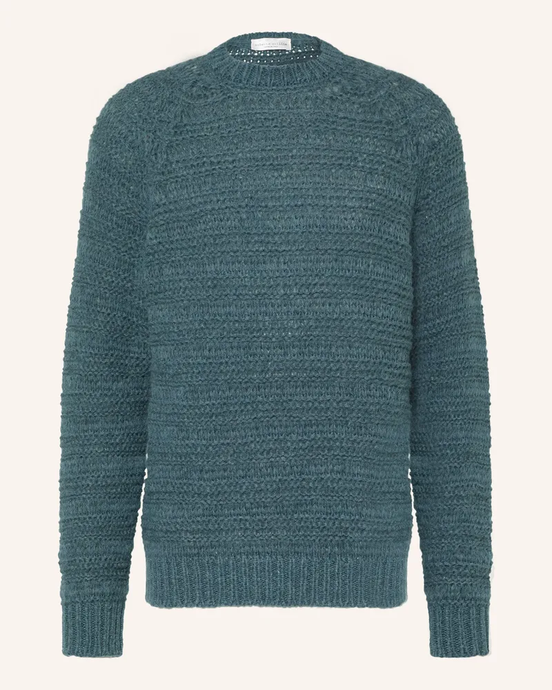 Roberto Collina Pullover Girocollo Mit Alpaka blau Petrol