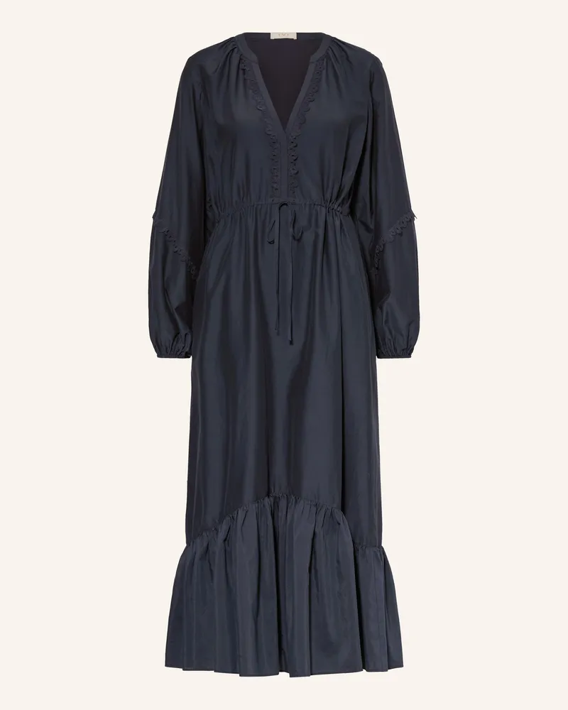 IVI Collection Kleid Mit Seide Und Lochspitze blau Dunkelblau