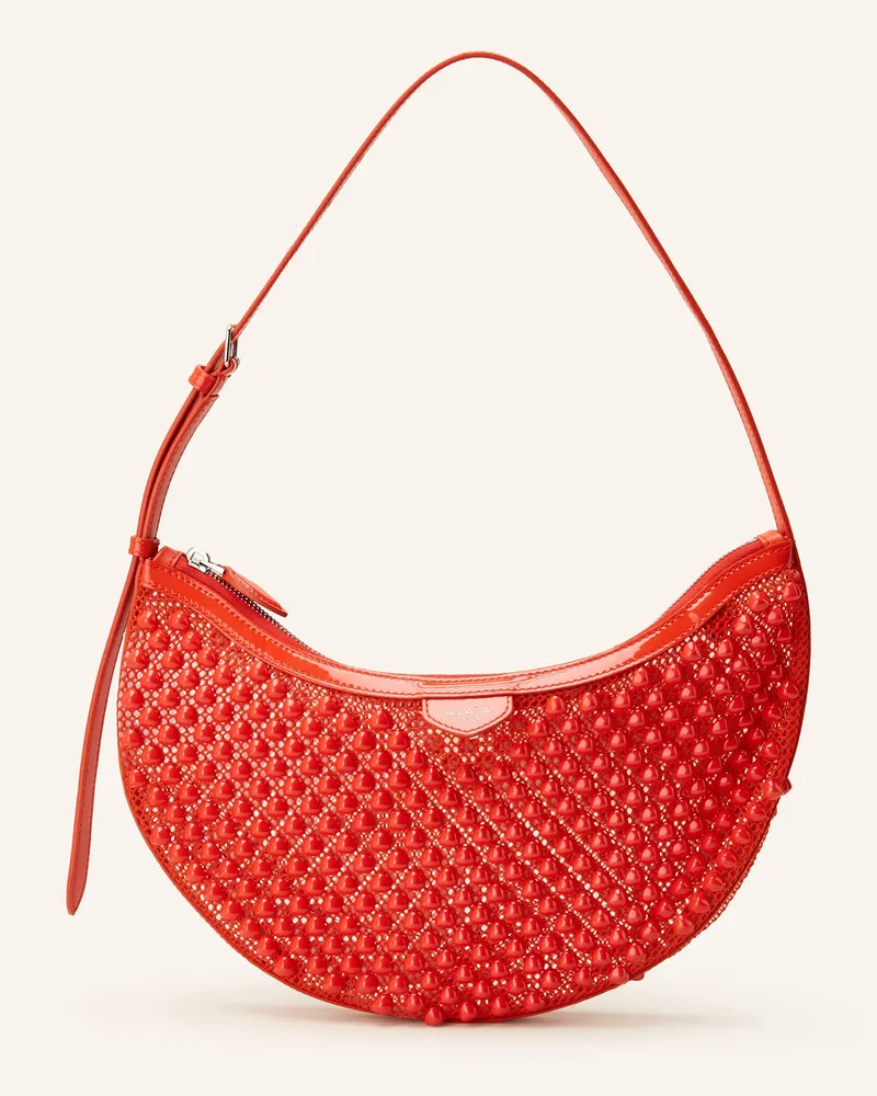 Alaïa Handtasche ONE PIECE DEMI mit Schmucksteinen Rot