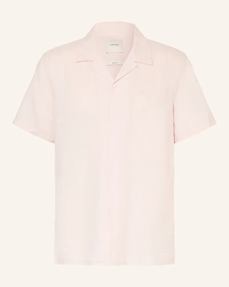 Calvin Klein Resorthemd Classic Fit Mit Leinen rosa Hellrosa