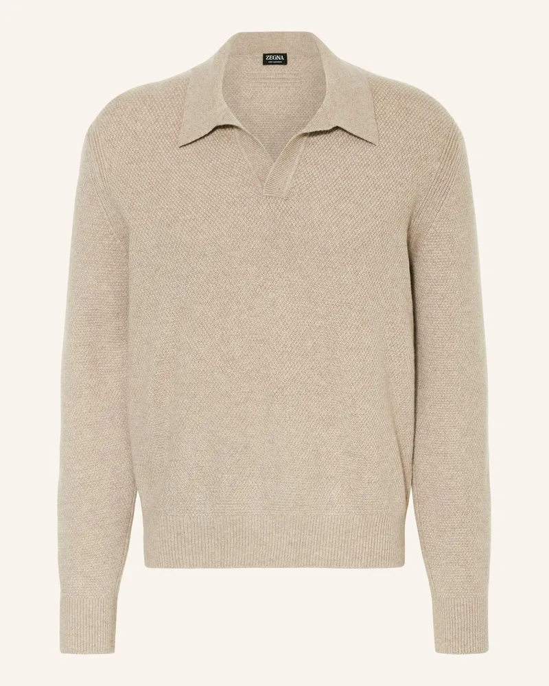 Ermenegildo Zegna Strick-Poloshirt aus Cashmere Beige