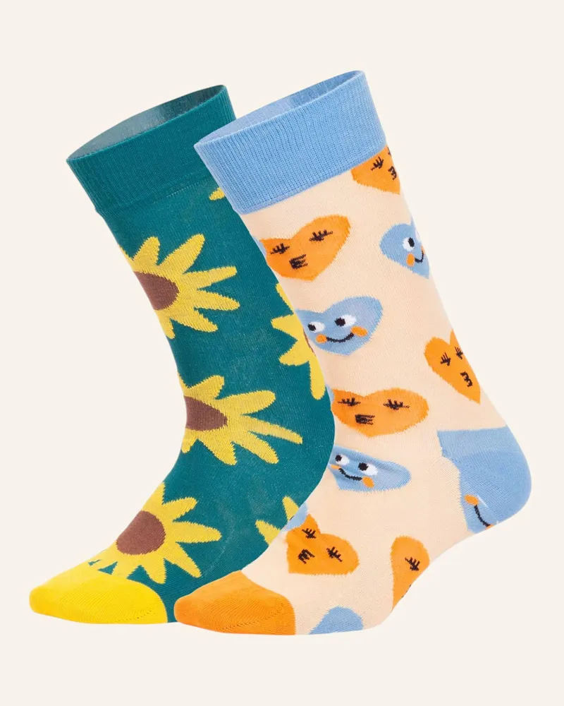 DillySocks Socken Sunflower Smiles gruen Petrol