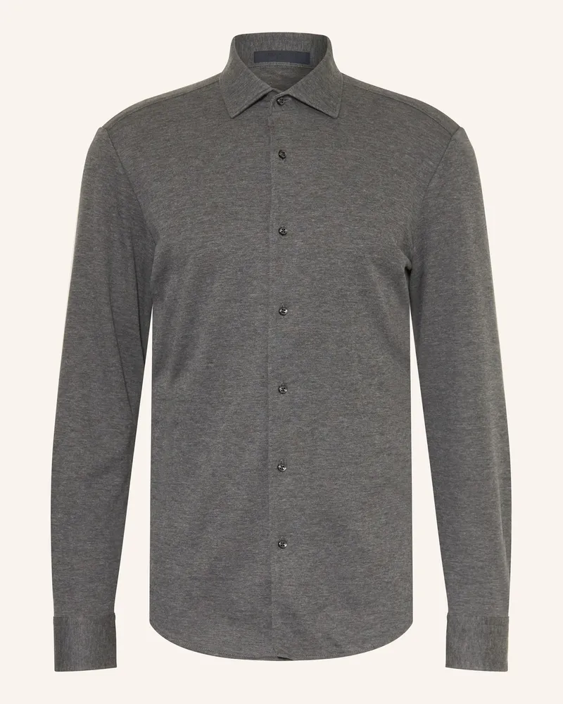 HUGO BOSS Jerseyhemd RUDY Slim Fit Dunkelgrau