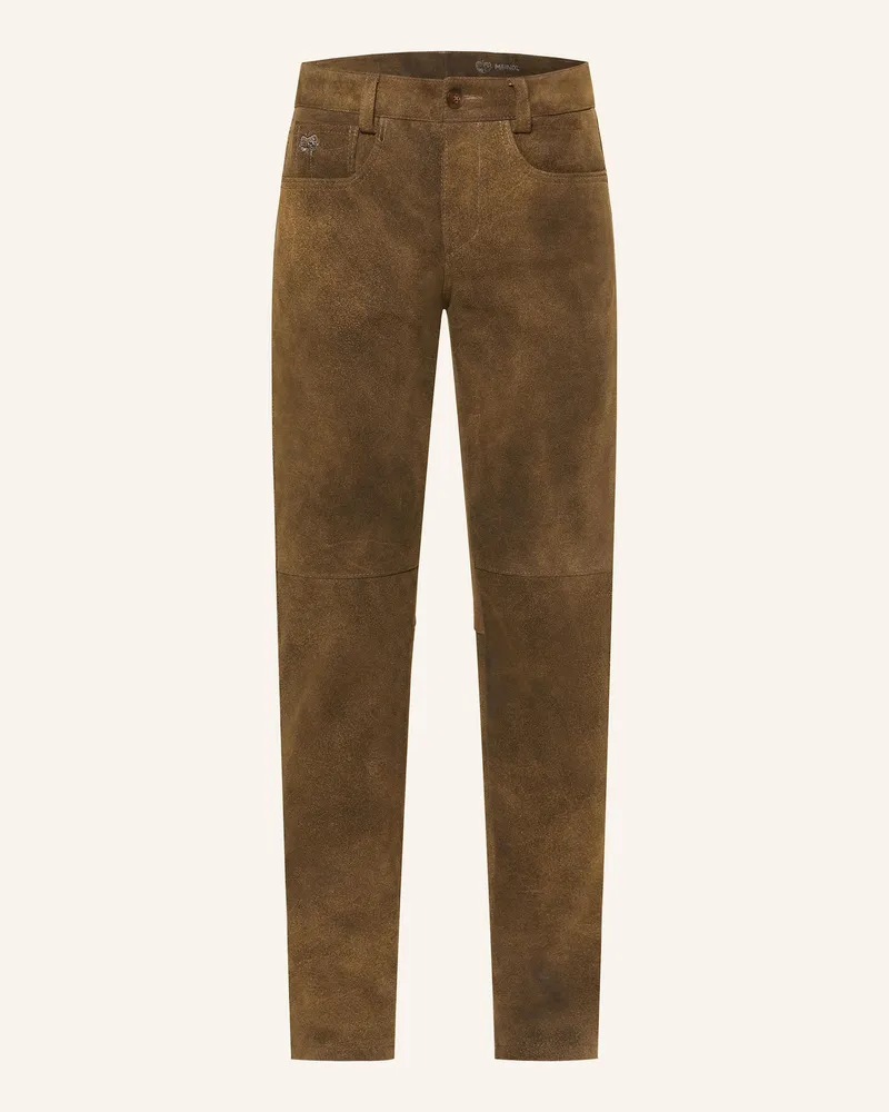 Meindl Lederhose Bullrider Slim Regular Fit beige Braun