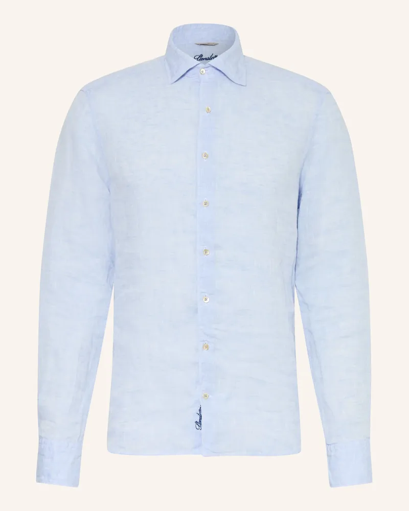 Stenströms Leinenhemd Slimline Fit blau Hellblau