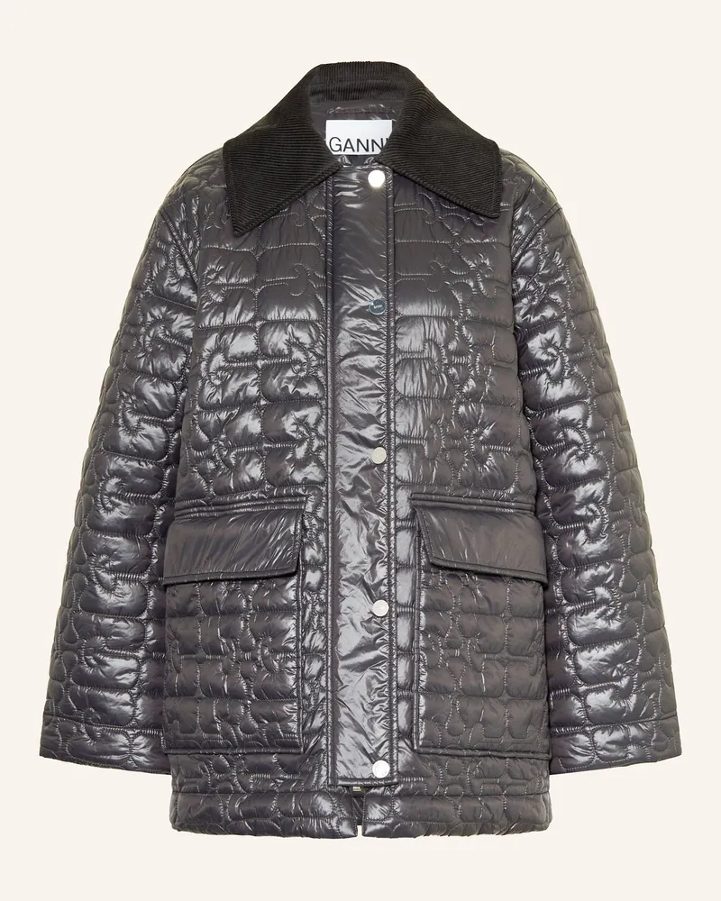 Ganni Steppjacke schwarz Dunkelgrau