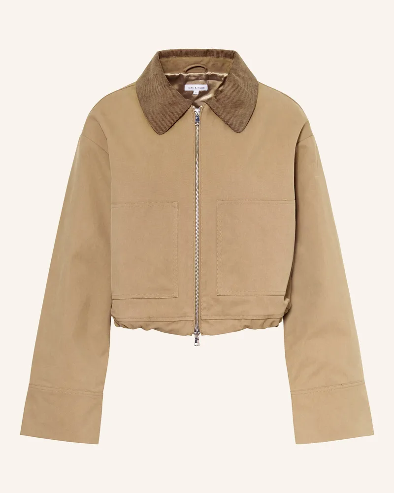 Mrs & HUGS Kastenjacke mit Cord Khaki