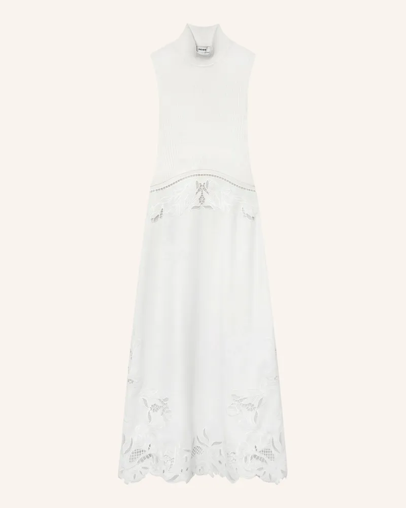 Reiss Kleid PHOENIX im Materialmix mit Lochspitze Ecru