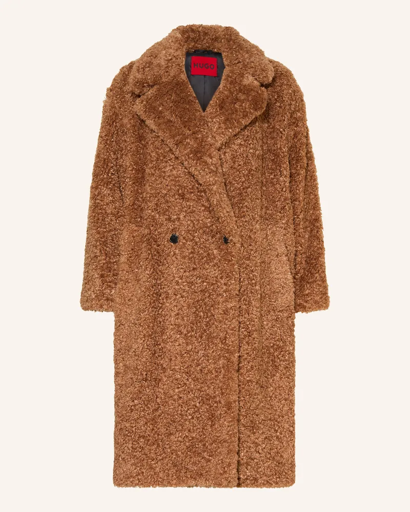 HUGO BOSS Teddyfell-Mantel Malite-1 beige Cognac