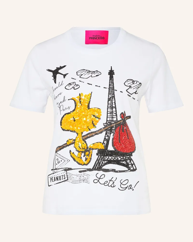 Frogbox T-Shirt Mit Pailletten Und Schmucksteinen weiss Weiss