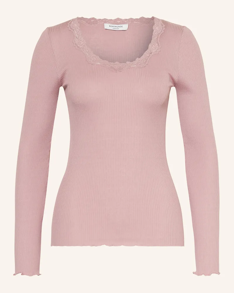 Rosemunde Longsleeve BABETTE aus Seide mit Spitzenbesatz Rosé