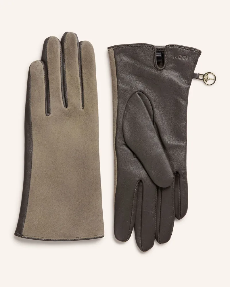 JOOP! Lederhandschuhe grau Khaki