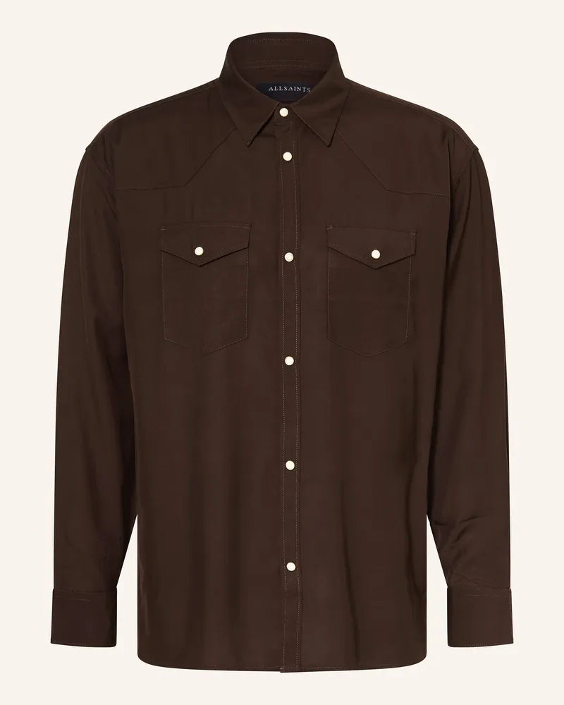 AllSaints Hemd PICKETT Oversized Fit Dunkelbraun