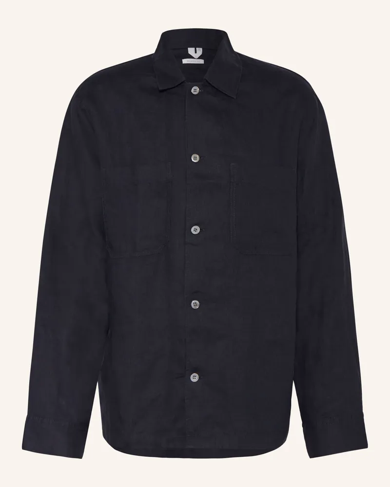 Arket Leinenhemd Relaxed Fit blau Dunkelblau