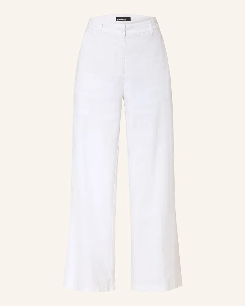 Cambio Marlenehose Adrienne Mit Leinen weiss Weiss