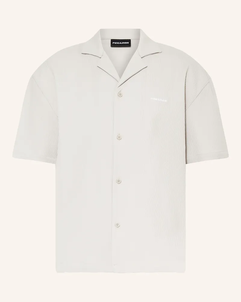 PEGADOR Resorthemd Troy Comfort Fit Mit Plissees grau Hellgrau
