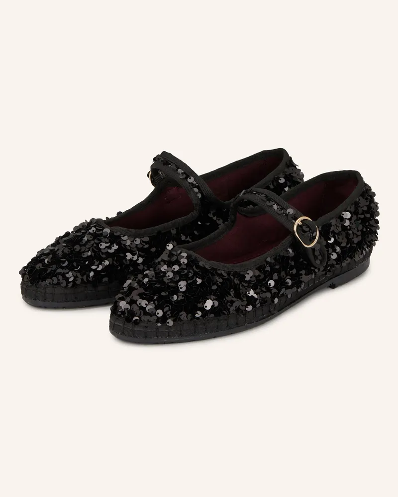 FLABELUS Mary-Jane-Ballerinas LITTLE PRINCE mit Pailletten Schwarz