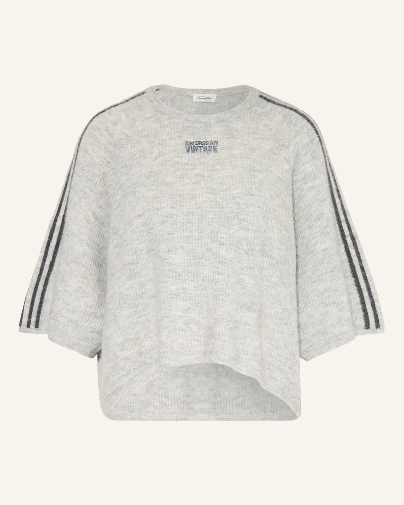 American Vintage Pullover mit Alpaka und 3/4-Arm Hellgrau