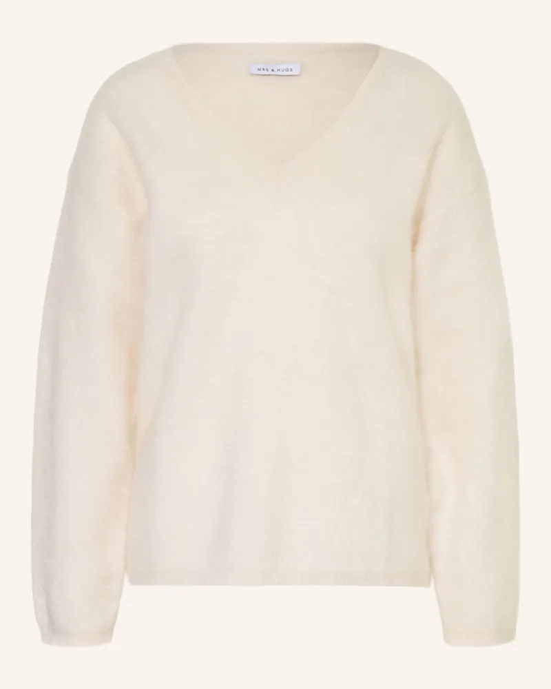 Mrs & HUGS Cashmere-Pullover weiss Creme