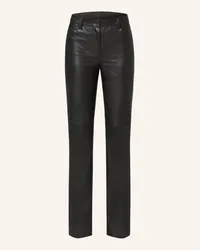 MAC Jeans Bootcut-Hose AIDA in Lederoptik Schwarz