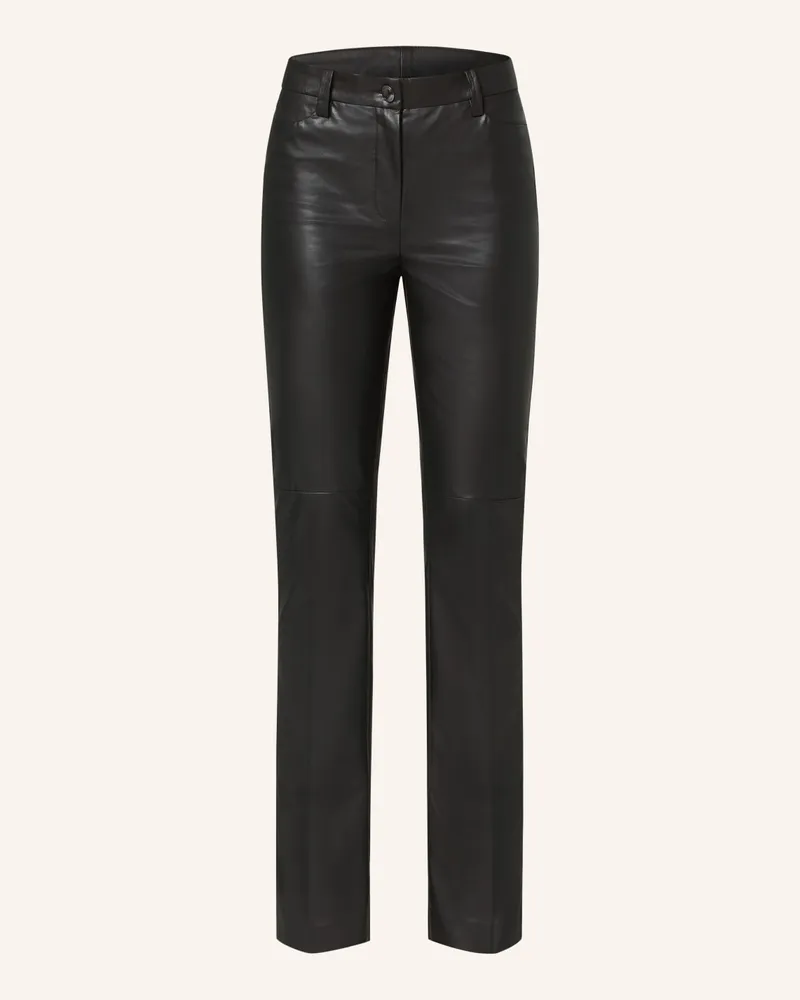 MAC Jeans Bootcut-Hose AIDA in Lederoptik Schwarz