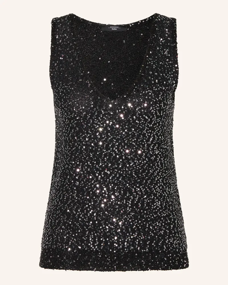 Max Mara Stricktop COLOMBA mit Pailletten Schwarz