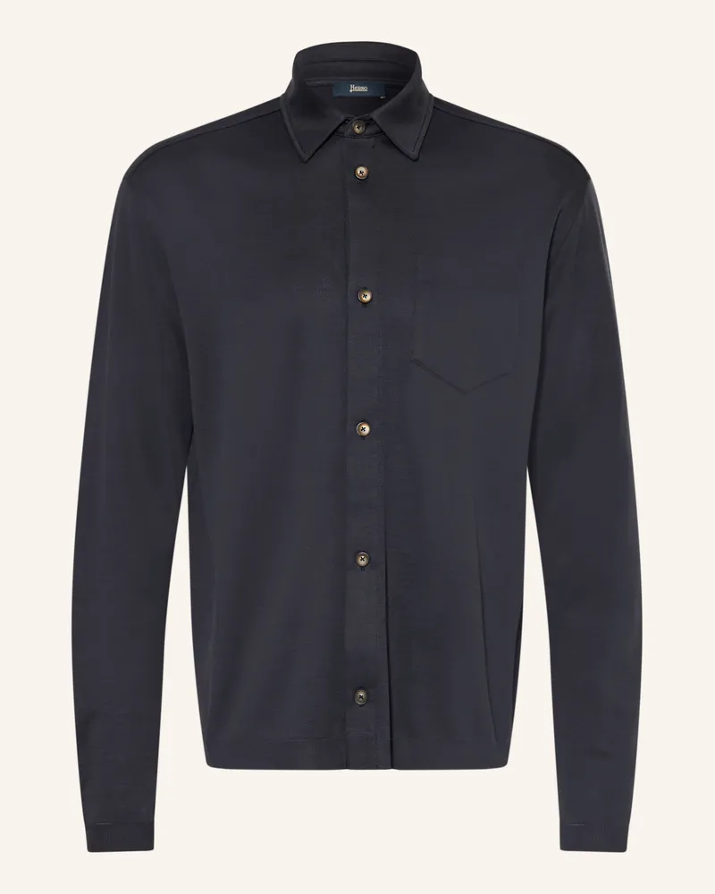 Herno Strickhemd Comfort Fit blau Dunkelblau