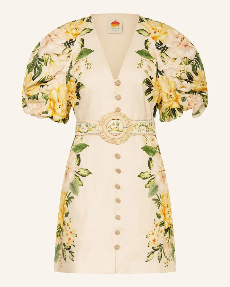 FARM Rio Cocktailkleid GARDEN CASCADE aus Leinen Creme