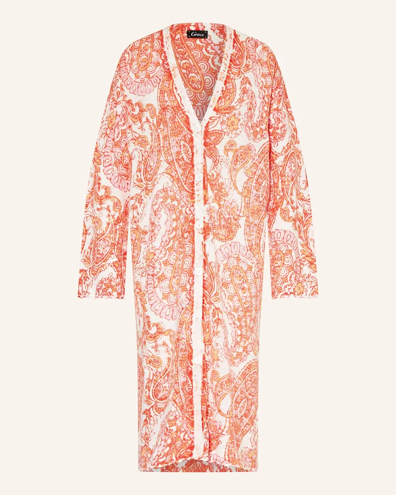 Grace Strickjacke Mit Leinen rosa Orange