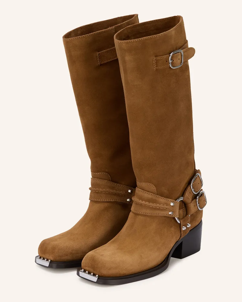 Sandro Biker Boots mit Nieten Camel