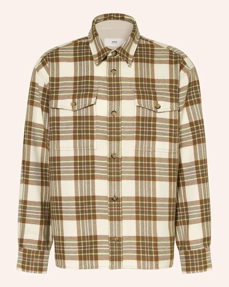 AMI Paris Flanell-Overshirt Hellgelb