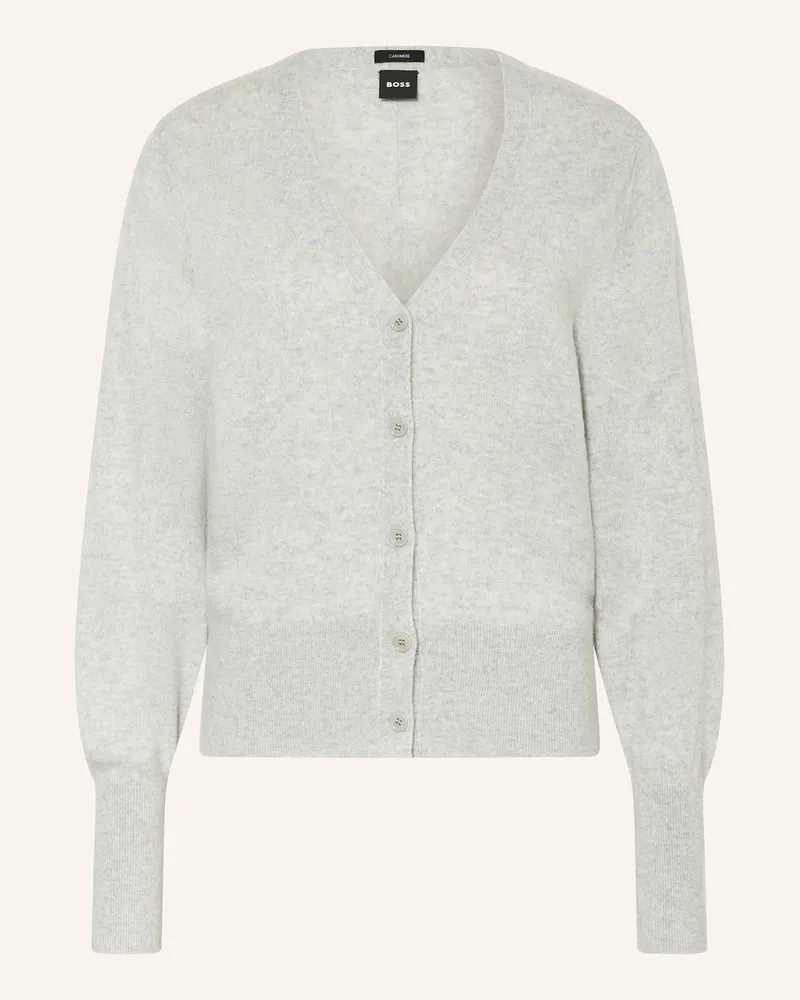 HUGO BOSS Strickjacke FUVRONA aus Cashmere Hellgrau