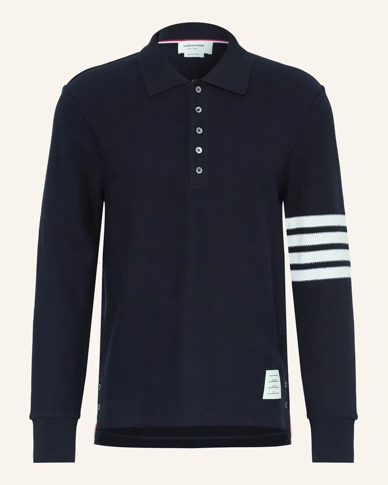 Thom Browne Piqué-Poloshirt blau Dunkelblau