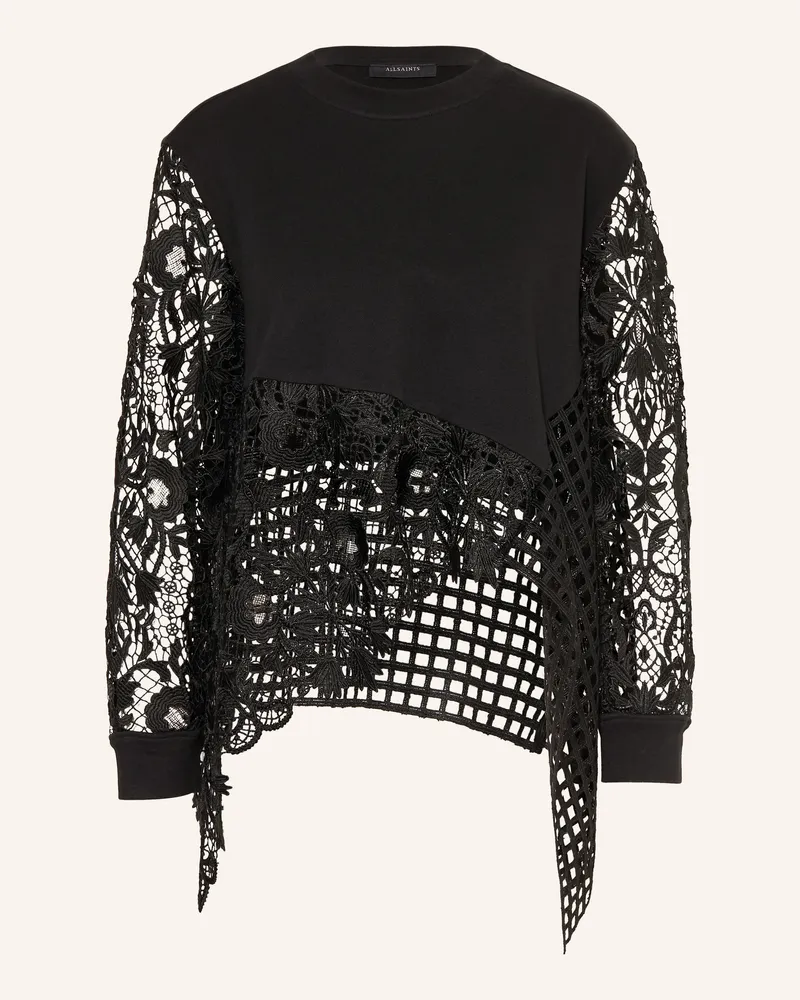 AllSaints Sweatshirt MALORIE mit Spitze Schwarz
