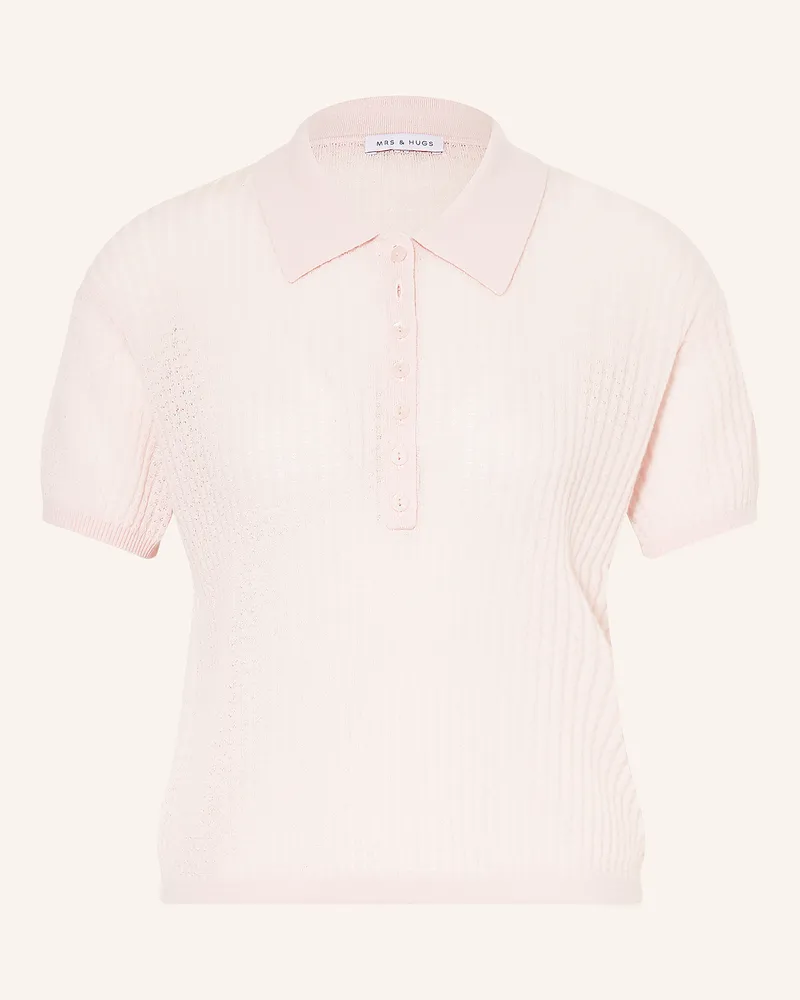 Mrs & HUGS Strick-Poloshirt mit Cashmere Rosa