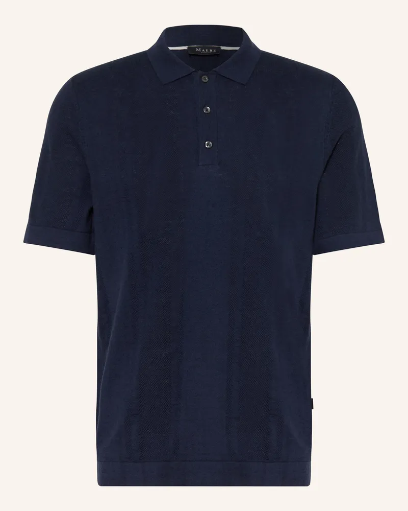 Maerz Strick-Poloshirt Mit Leinen blau Dunkelblau
