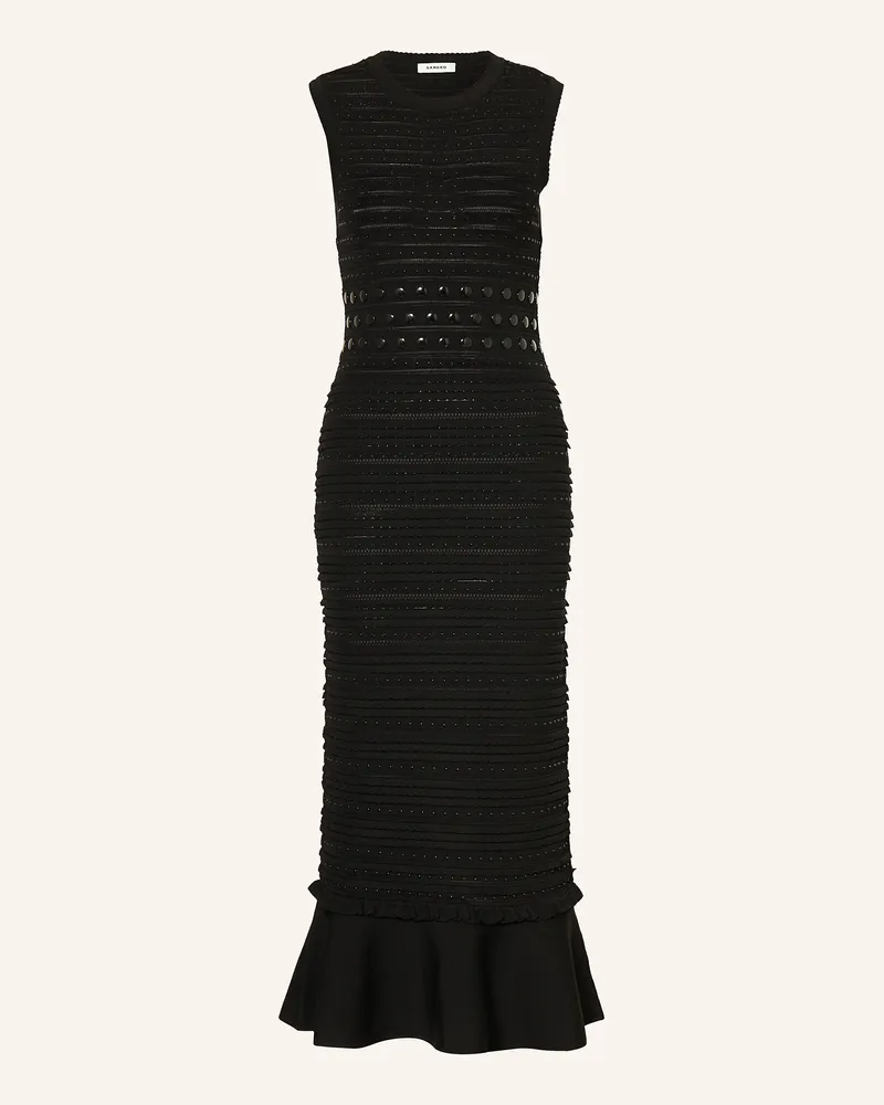 Sandro Strickkleid mit Schmucksteinen Schwarz
