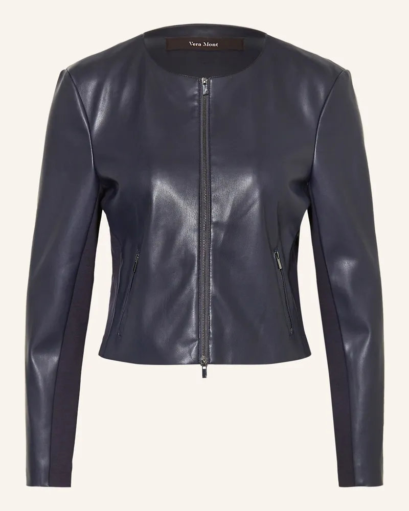 Vera Mont Jacke In Lederoptik blau Dunkelblau