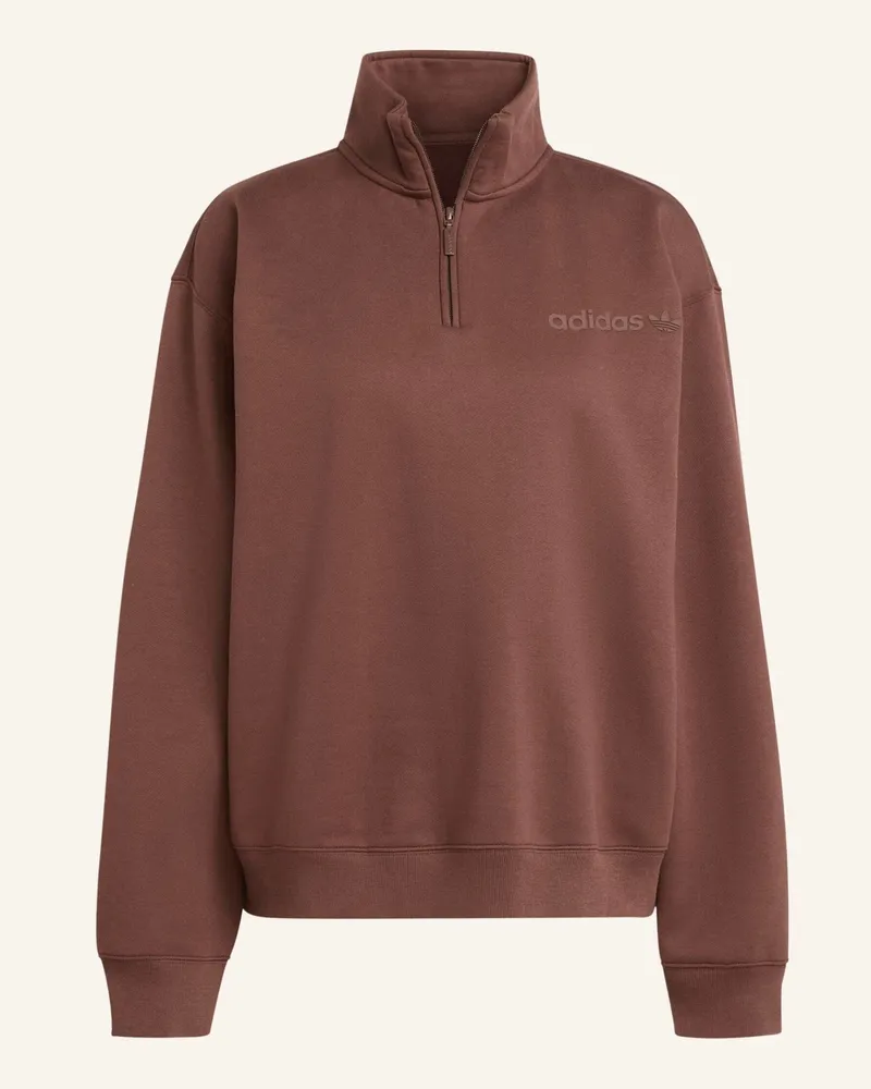adidas ESSENTIALS LINEAR QUARTER-ZIP OVERSIZED OBERTEIL Braun