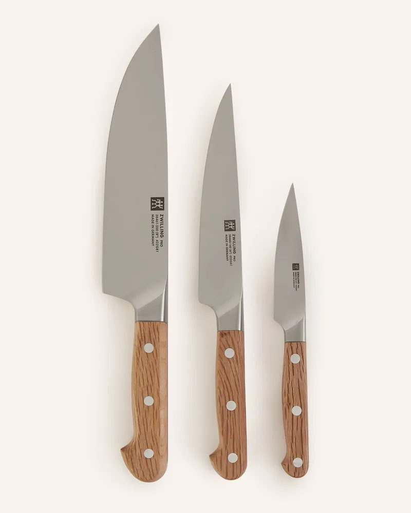 Zwilling 3-tlg. Messer-Set PRO WOOD Hellbraun